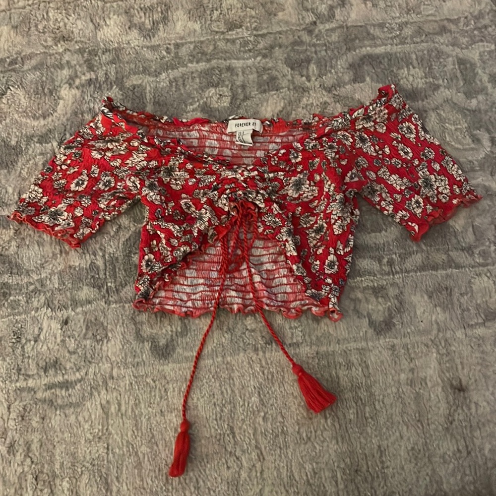 Ruched Floral Crop Top